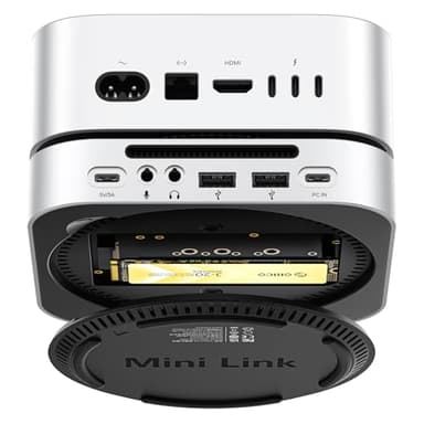 ORICO MiniLink Docking Station de 40 Gbps para Mac mini M4, USB4, caja SSD M.2 NVMe (hasta 8TB), con funda de aluminio, 2 x USB-A 480 Mbps, 3,5 mm TRS, diseñado para Mac mini M4, MacBook y Macs - M45P