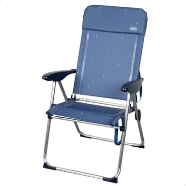 AKTIVE Silla de Playa Plegable, 65x60x43/108 cm, Regulable 4 Posiciones, Respaldo Alto, Estructura de Aluminio, Tejido textileno, Patas antivuelco, Soporta 110 kg, Color Azul, Modelo La Palma (62414)