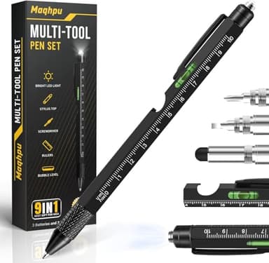 Maqhpu Regalos Originales para Hombre, Bolígrafo Multifuncion 9 en 1, Regalos Hombre Navidad, Gadgets Tecnologicos, Regalos para Hombres/Mujer/Padres