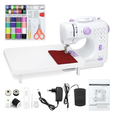 Básicos Máquina de Coser Eléctrica Manual para Principiantes Herramienta DIY Accesorio Regalo, 12 Patrones de Costura Automáticos Velocidad Ajustable, 2 Métodos de Carga Con Soporte Pedal y Accesorios