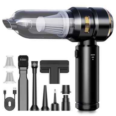 KITBEZN Aspirador de Mano, 26000PA Aspiradora de Mano Sin Cable, 3 Niveles de Succión, Aspirador de Coche Potente para Casa/Coche/Pelo de Mascota, Negro