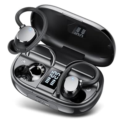 Auriculare Inalámbricos Deportivos, 2026 Nueva Auriculares Bluetooth 5.3 con HD Mic, 128H Cascos Inalambricos Bluetooth con Pantalla LED, IP7 Impermeable, Cancelacion Ruido ENC Auriculares Running