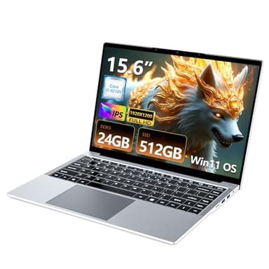 Portátil 15.6 Pulgadas, Ordenador Portatil Core I5-8210Y CPU, Win 11 PC Portátil 24GB RAM 512GB SSD, Laptop IPS FHD Pantalla, Ordenador Portatil con Type-C+TF+USB3.0+Mini-HDMI+BT5+Webcam+WIFI5