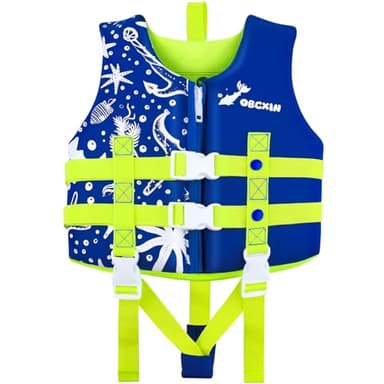 Obcxin Chaleco de Natación para Niños, Chaleco Flotador de Neopreno con Correa de Seguridad Ajustable, Mejorar la Flotabilidad de Natación/5-7 años/13-21 Kg
