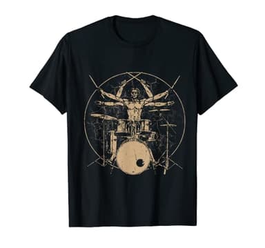 Regalo para bateristas Da Vinci Drums Dibujo Regalo para fanáticos de la música Camiseta