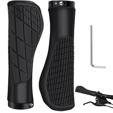 Puños Ergonómicos para Bicicleta con Goma Antideslizante y Bloqueo de Aluminio - 22mm para MTB, BMX, Montaña, Plegables y Urbanas