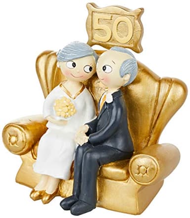 Mopec Figura Pastel Pop&Fun Bodas de Oro 16x16,5cm, acrílico, Dorado, Talla única