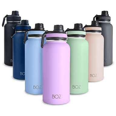 BOZ Botella Agua Acero Inoxidable de 1l, Botella Térmica 1 Litro con Aislamiento de Doble Pared, Termo Agua Fría y Caliente de Boca Ancha Sin BPA, Botella Isotérmica Antiderrame Color Lavanda