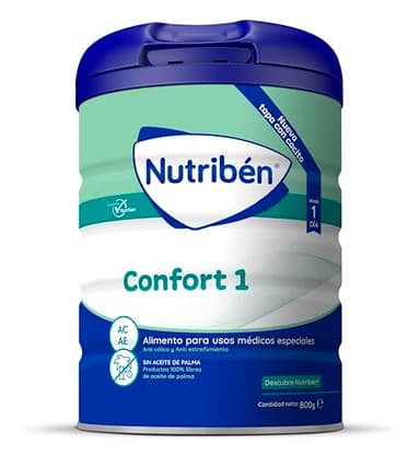 Nutribén Confort - Leche en Polvo Bebé AntiCólicos y AntiEstreñimiento desde el Primer Día | Alimento Completo | sin Aceite de Palma | 1 Bote de 800g