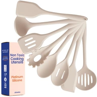 Juego de utensilios de cocina de silicona platino no tóxica, 8 piezas Ziruma