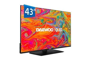 Daewoo 43DM65QV - QLED Smart TV 43 Pulgadas 4K HDR, Dolby Vision & Dolby Atmos, Compatible con Alexa, Peana Central, Diseño sin Marcos