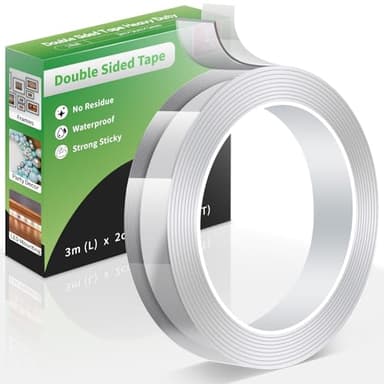 Euqvunn Cinta adhesiva doble cara extrafuerte, (3,0 m × 2,0 cm × 1 mm) Nano cinta de montaje removible, Cinta adhesiva transparente para decoraciones/colgar en la pared/alfombras, 1 rollo