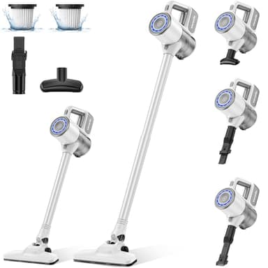 VersLife Aspiradora sin Cable S6PRO,30kPa Potente Succión,Inalámbrica,Aspiradora Escoba sin Cable,Diseño Antienredos,Filtro HEPA,Aspirador Escoba Ideal para Suelo Duro y Pelo de Mascotas,Blanco