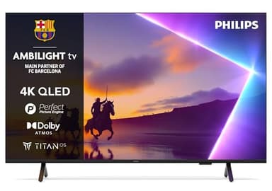 Philips Ambilight 55PUS8510 4K QLED Smart TV - Pantalla de 55 Pulgadas con Plataforma Titan OS, Pixel Precise Ultra HD y Sonido Dolby Atmos - Funciona con Alexa y con el Asistente de Voz de Google