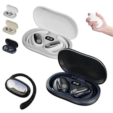 Auriculares deportivos Bluetooth con orejas colgantes, 2025 mejorados auriculares con micrófono de cancelación inalámbricos, indicador LED estéreo HiFi, reducción de ruido, ligeros y compactos para el