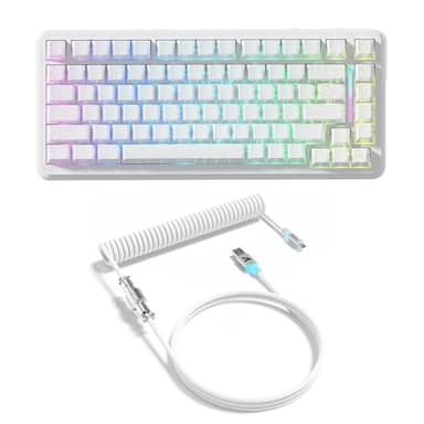 ATTACK SHARK X82PRO HE Teclado Magnético Inalámbrico 75% con Gatillo Rápido, Teclado Gaming con Cable 8000, Switches Hall Effect con Activación Ajustable, QWERTY, C01 Cable Enrollado RGB -Blanco