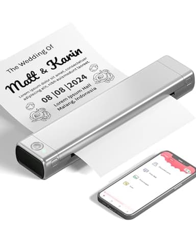 Phomemo M08F Impresora Portátil A4 Inalámbrica para Viajes, Impresora Móvil Bluetooth Impresora Térmica Sin Tinta Soporta Papel A4 Compatible con Teléfono y PC para Negocios Escuela Oficina