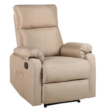 ECODE® Sillón Reclinable Manual de Tela con Calor Lumbar, Reposabrazos Lavables y USB de Carga – Comodidad para Personas Mayores en Salones o Espacios Reducidos