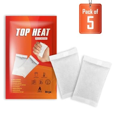 Top Heat - Calentadores de manos – 5 pares – 8 horas de calor manos – Almohadillas de calor – Activado por aire – Calor instantáneo – Calor 100% natural – Calentador de bolsillo – Listo para usar