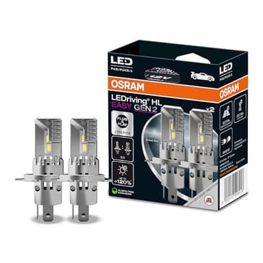OSRAM LEDriving HL EASY GEN 2 ≜ H4/H19, lámpara LED de luz de carretera y de cruce, blanco frío 6500 K, no necesita accesorios, solo para uso todoterreno, sin ECE, 2 lámparas