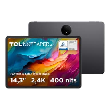 TCL NXTPAPER 14 WiFi - Tablet de 14.25" 2.4K, Octa-Core, 8GB de RAM (+8GB Extensión RAM), Memoria de 256GB, 10000 mAh de Batería, Carga rápida 33W, Android 14, Gris.