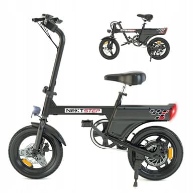 E-RIDES Bicicleta Eléctrica Plegable 14" – Motor 250W, Batería 36V 7.8Ah, Velocidad Máx 25 km/h, Autonomía 30 km, Frenos de Disco Delantero/Trasero, Pantalla LCD, E-Bike Compacta Urbana (Negro)