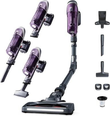Rowenta XForce Flex 8.60 Allergy Care - Aspiradora escoba sin cable con gran potencia, batería extraíble de 22 V hasta 35 minutos de autonomía, tubo flexible y sistema led en el cabezal RH9638