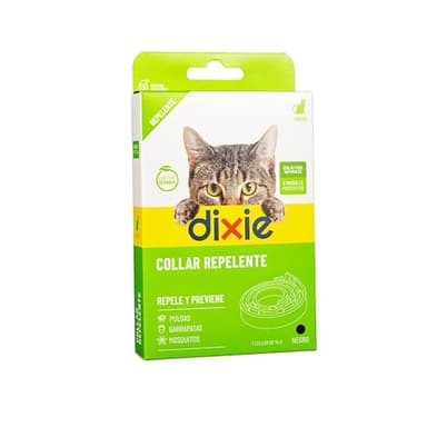 DIXIE – Collar Antipulgas para Gatos y Gatitos – Repele y Protege de Pulgas, Garrapatas y Mosquitos – Sin Insecticidas – 3 Meses de Protección Natural - 34,5 cm Ajustables para Cualquier Raza y Tamaño