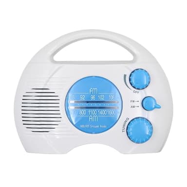ANCLLO Radio de Ducha, Mini Radio de Ducha inalámbrica Colgante Am FM portátil, Radio a Prueba de Agua con Pilas, Altavoz Incorporado, Audio para el hogar, Playa, Jacuzzi, baño, al Aire Libre