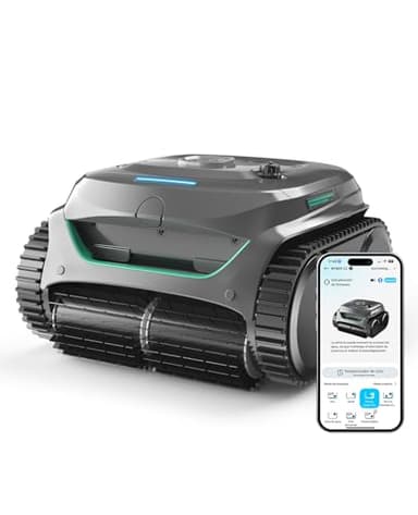 WYBOT C2 Limpiafondos Piscina, Robot Limpiafondos Piscina Inalámbrico 150㎡, Doble Filtración, 3 Motores, Succión Potente, Limpieza Paredes & Línea de Agua, 180 Min, App(Gris-Verde Gris)