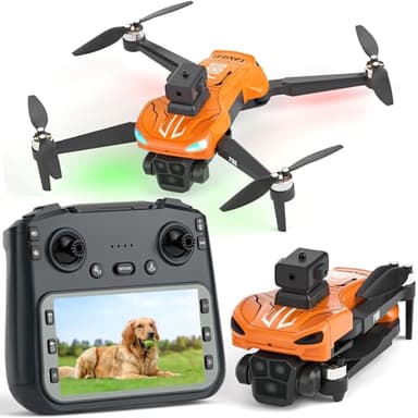 Dron GPS con Cámara 4K, Evitación Automática de Obstáculos, Quadcopter Plegable, Lente Ajustable 90°, 23 Min Autonomía con Pantalla Remota 4,5" para Principiantes y Adultos