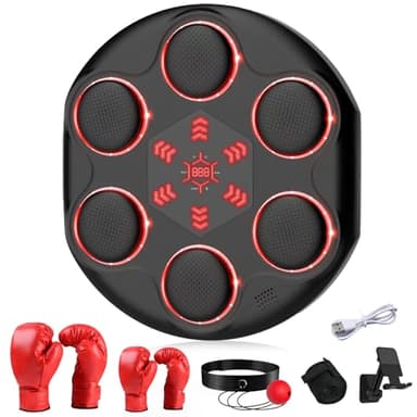 Ulikey Máquina de Boxeo Musical, Smart Music Boxing Machine con 12 Velocidades, 12 Modos de Entrenamiento, Soporta Bluetooth, Maquina Boxeo Musical Pared con Guantes de Boxeo para Adultos y Niños
