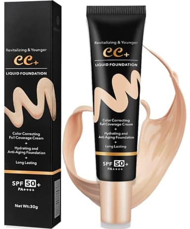 CC Cream, Crema Facial Con Color, Base De Maquillaje De Cobertura Total, Base De Maquillaje Y Protector Solar Spf 50+, Oculta Naturalmente Las Imperfecciones, Repara Y Blanquea La Piel