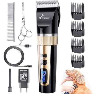 Gimars Inalámbrico Silencioso Maquina Cortar Pelo Perros Profesional, IPX7 Impermeable Cortapelos Perros, Gatos, Maquina Pelar Animales de Pelo Largo
