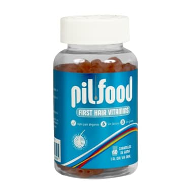 Pilfood Hair Vitaminas Gummies Contra la Caída del Cabello - Gominolas Tratamiento Anticaída de Pelo con Biotina, Zinc y Vitaminas - 60 Gominolas para 2 meses - Vegano - Eficacia testada