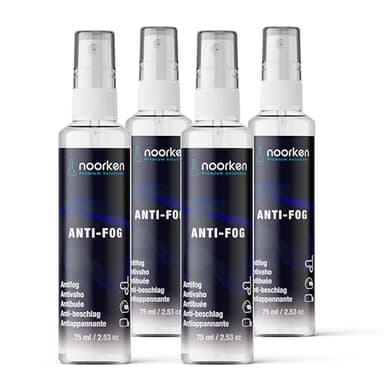 4X Pack (75ml) - Spray Antivaho Gafas Buceo - Liquido Antivaho Gafas y Máscara de Buceo - Acción Rápida, Eficaz y Duradera contra el Empañamiento Funciona en vidrios y plásticos. Fabricado en España