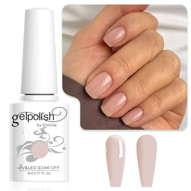 Vishine 8ml Esmalte Semipermanente Transparente Color Piel, Jelly Nude Esmalte Gel Natural French Manicure Nail Art UV LED Soak-Off Gel