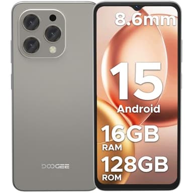 DOOGEE N55 Telefono Movil 2025, Smartphone Android 15, 16GB+128GB/2TB, 6.56" Pantalla HD+90Hz, Cámara13MP, Batería 5150mAh, 4G Dual SIM 2.4G/5G WiFi OTG, Natural