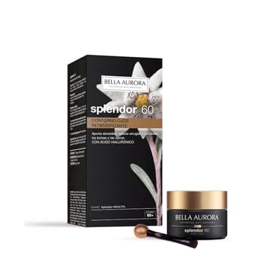 BELLA AURORA - Contorno de Ojos Splendor 60 15 ml, con Espátula de Efecto Frío, para Arrugas, Líneas de expresión, Bolsas y Ojeras, con Ácido Hialurónico y Extractos Botánicos, Hidratante