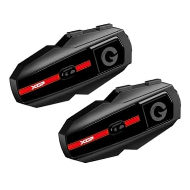XGP Intercomunicador Casco Moto, Bluetooth V5.2 con Música Compartida, Sistema de Comunicación para 2 Personas, Auriculares Bluetooth Casco Moto con IP67 Impermeable, para Scooter, Paquete Doble