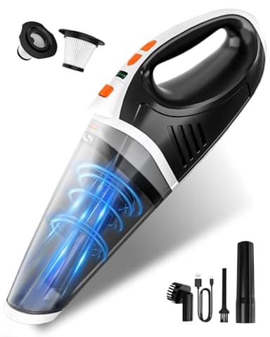 Aspirador de Mano, 10,000PA Aspirador Coche Potente sin cable con 2 modos de velocidad, Mini Aspiradors portátil recargable con luces LED, Aspiradora de Coche 5 en 1 - Hogar, Oficina, Mascotas