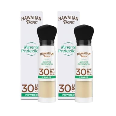 HAWAIIAN Tropic Brocha de Maquillaje SPF 30 - Protección Solar Mineral UVA/UVB, Acabado Mate, Sin Parabenos, Fragancia de Coco, 4.25g (Paquete de 2)