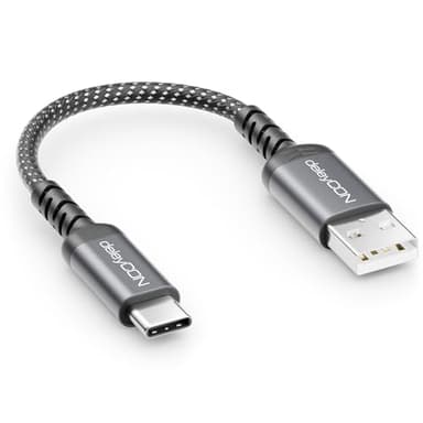 deleyCON 0,15m Cable USB-A a USB-C Corto Cable de Carga y Datos para iPhone 17 15 16 Pro Max Air Galaxy A16 A56 S25 S24 S23 Pixel iPad Pro Air Tablet AirPods Portátil Switch PS5