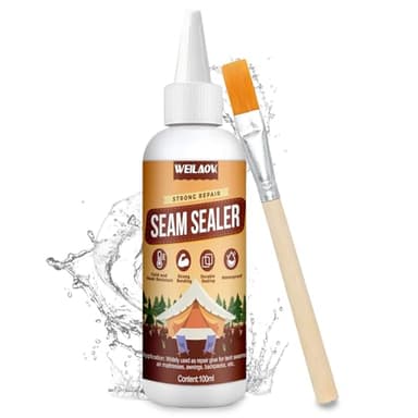 WEILAOK Sellador Impermeable, Sellador de Costuras con Pincel, Pegamento Fuerte, Impermeabilizador para Carpas y Toldos para Sellar Tiendas de Campaña, Lonas, 100 G