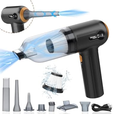 Aspirador De Mano, 15000 Pa Potente Aspiradora Coche, 4 En 1 Aspirador Y Soplador De Polvo Ligero, Pantalla Led, Mini Aspirador Recargable Por Usb Para Coche, Hogar Y Limpieza De Pelo De Mascotas