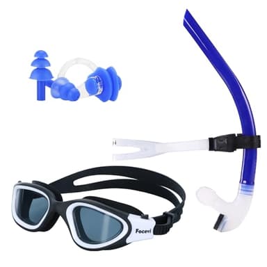 Focevi Snorkel de Natacion Frontal,Tubo de natación Central para Piscina,Apto para Adultos y niños Mayores de 12 años，Entrenar en la Piscina y en Aguas Abiertas