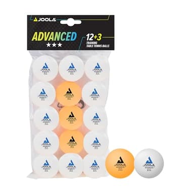 JOOLA 44206 - Pelotas de Tenis de Mesa (3 Estrellas, 40 mm de diámetro, 15 Unidades), Color Blanco y Naranja