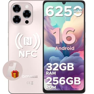 DOOGEE Note 58 Pro Telefono Movil Libre Andriod 16, 32GB (8GB)+256GB Smartphone Octa Core 6.75" HD+ 90Hz Móvil, Batería 6250mAh, 16MP+8MP, Teléfono Móvil 8.6mm, Dual SIM 4G/ GPS/NFC/Huella Dactilar