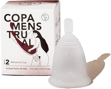 Copa Menstrual Cyclo Nature Talla 0. Ideal para Adolescentes. Fabricada en España con 100% silicona de grado médico biocompatible, vegana y reutilizable.