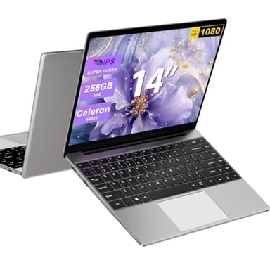 Ordenador Portátil 14 Pulgadas Win 11 con 5G WiFi,6GB RAM 256GB SSD Expansión SSD 1TB（Up to 2.8Ghz）,BT4.2 3.0 Transmisión Puerto 1920×1080 Portátiles FHD Buenos & Mini Puerto Multimedia -Gris-A